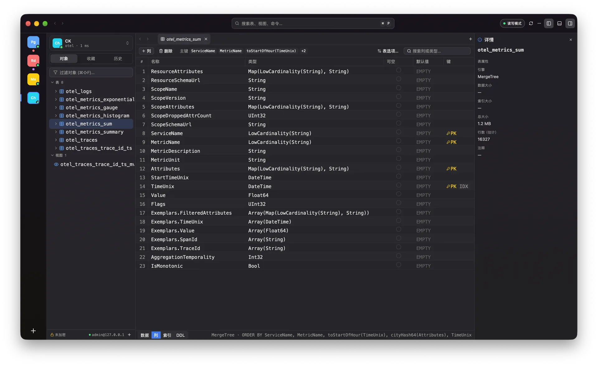 ClickHouse 表结构